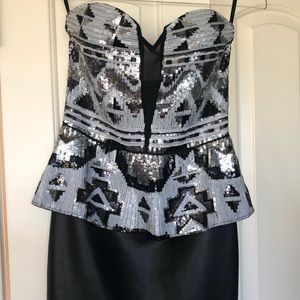 Bebe mini strapless party dress